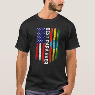 American Flag & Ethiopia Flag Best Papa Ever Famil T-Shirt