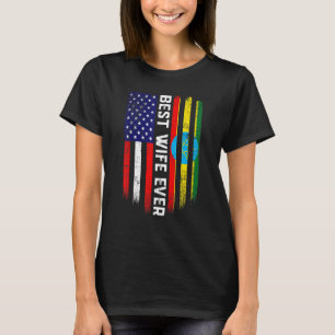 American Flag & Ethiopia Flag Best Wife Ever Famil T-Shirt
