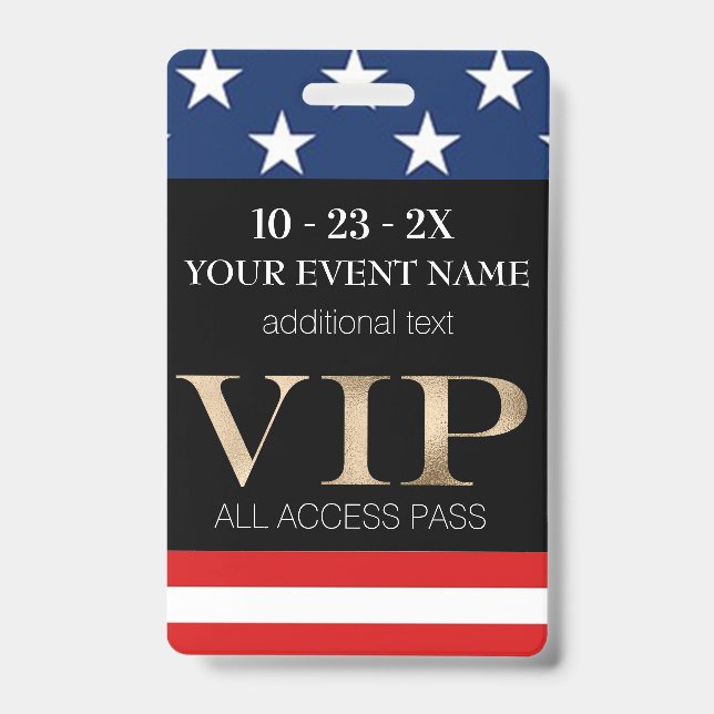 American Flag Event VIP Pass ID Badge (Front)