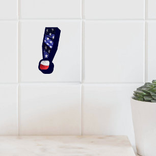 American Flag Exclamation Large Photo Ceramic Tile