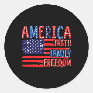 American Flag Faith Family Freedom 4th Of July Ind Classic Round Sticker