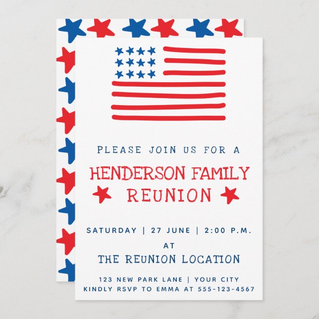 American Flag | Family Reunion Invitation (Front/Back)