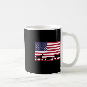 American Flag Farm Animals Horse Cow Pig Chicken P Coffee Mug