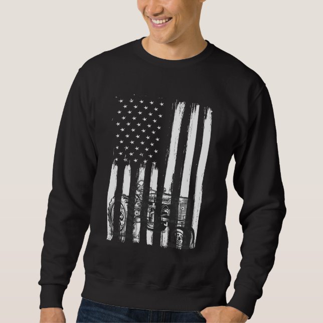 American Flag Farm Tractor Patriotic US Farming Sweatshirt (Front)