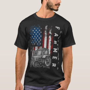American Flag Farmer Country Farming Farm Patrioti T-Shirt