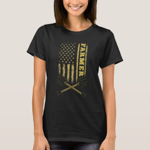 American Flag Farmer  Patriotic Farming Farmer Agr T-Shirt