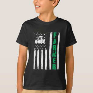 American Flag Farmer Tractor Patriotic US Proud T-Shirt