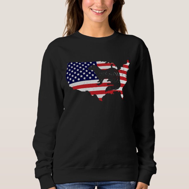American Flag Ferret for Ferret  and Owners Sweatshirt (Front)