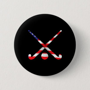 American Flag Field Hockey Patriot Usa Sports Play 6 Cm Round Badge