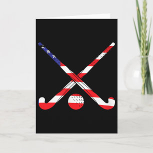 American Flag Field Hockey Patriot Usa Sports Play Card