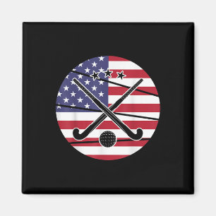 American Flag Field Hockey Player Magnet