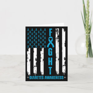 American Flag Fight Diabetes Awareness Blue Ribbon Card