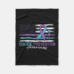 American Flag Fight Suicide Prevention Awareness R Fleece Blanket