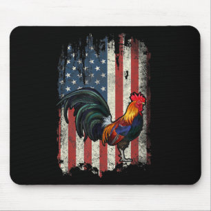 American Flag Fighting Rooster Chicken  Mouse Pad