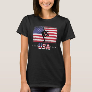 American Flag Figure Ice Skating Usa Patriotic Tea T-Shirt