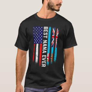 American Flag & Fiji Flag Best Nana Ever Family T-Shirt