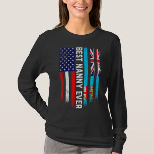 American Flag & Fiji Flag Best Nanny Ever Family T-Shirt