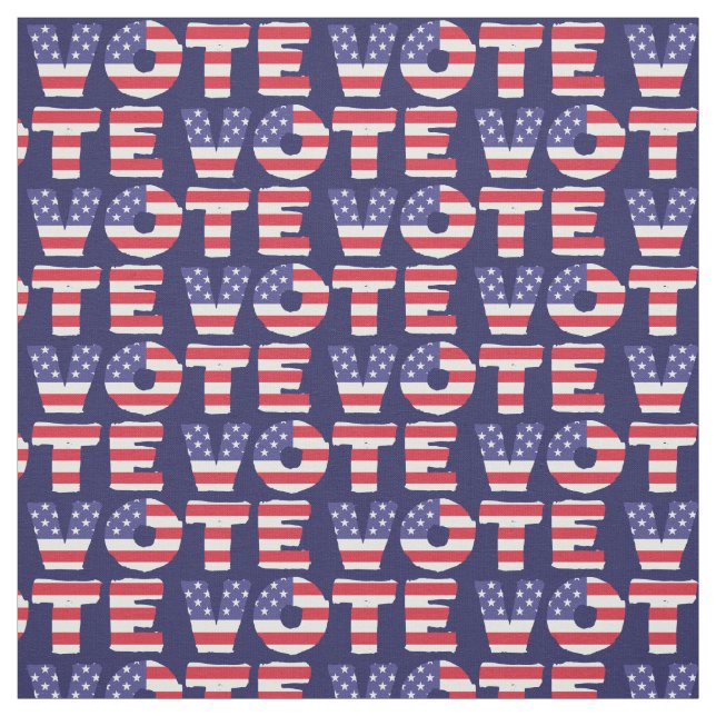 American Flag Filled Letters Vote Pattern Fabric (Swatch)