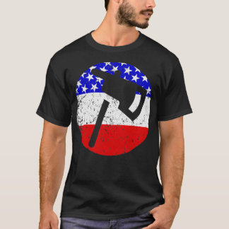 American Flag Firefighter Fireman Axe T-Shirt