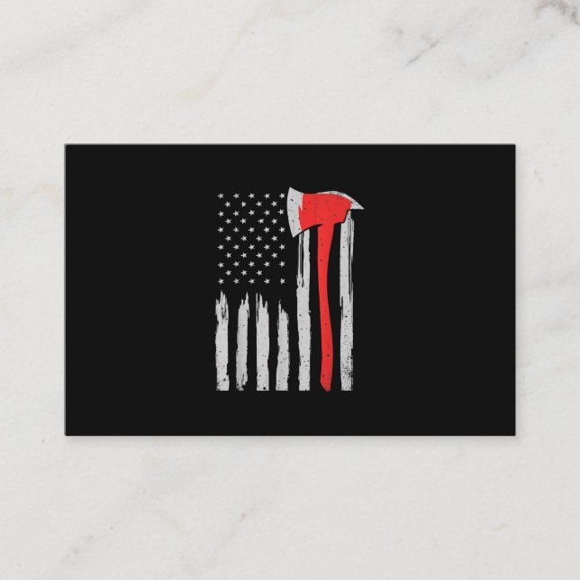 American Flag Firefighter Red Firefighter Business Card (Front)