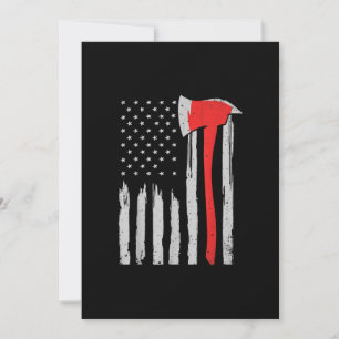 American Flag Firefighter Red Firefighter Holiday Card
