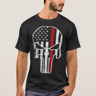 American Flag Firefighter Skull Vintage Fireman Me T-Shirt