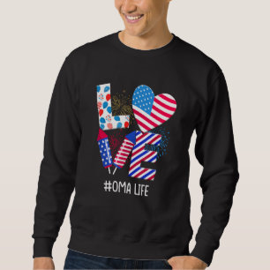 American Flag Fireworks Love Oma 4th Of July Patri Sweatshirt