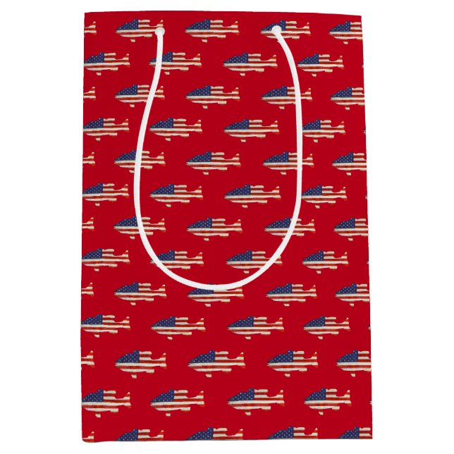 American flag fish design medium gift bag (Front)