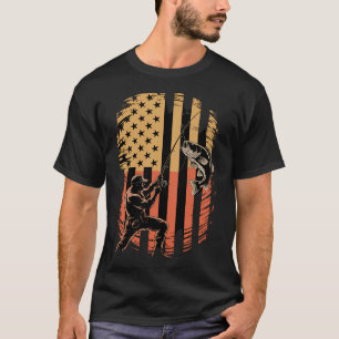 American Flag Fish Fisher Fisherman Bass Fishing U T-Shirt