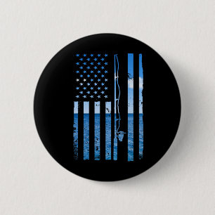 American Flag Fish Fisher Fisherman Funny B Fishin 6 Cm Round Badge