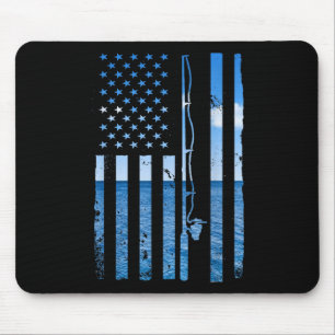 American Flag Fish Fisher Fisherman Funny B Fishin Mouse Pad