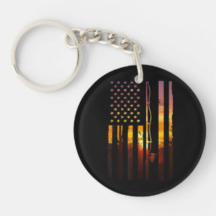 American Flag Fish Fisher Fisherman Funny Bass Fis Key Ring