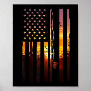 American Flag Fish Fisher Fisherman Funny Bass Fis Poster
