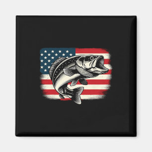 American Flag Fish Fishing Patriotic Magnet