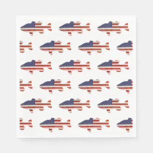 American Flag Fish On White Napkin