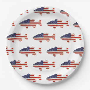 American Flag Fish On White Paper Plate