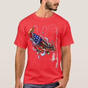 American Flag Fish RodFishing Lover Fisherman Gift T-Shirt
