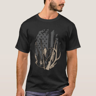 American Flag Fishing And Hunting Gifts Patriotic  T-Shirt