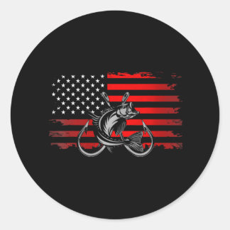 American Flag Fishing Classic Round Sticker