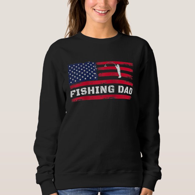 American Flag Fishing Dad Father's Day Raglan Base Sweatshirt (Front)