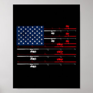 American Flag Fishing Design For Patriotic Anglers Poster