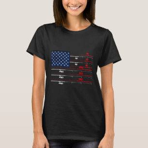 American Flag Fishing Design For Patriotic Anglers T-Shirt