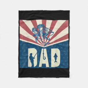 American Flag Fishing Fisherman Dad Fleece Blanket