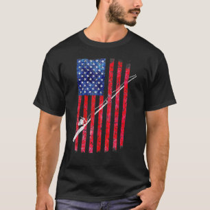 American Flag Fishing For Cool Fisher Rod T-Shirt