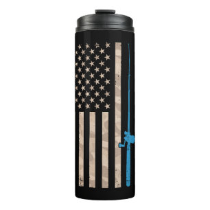 American Flag Fishing Gift Vintage Fishing Rode Pa Thermal Tumbler
