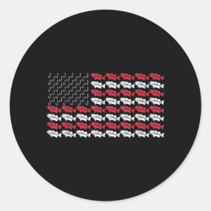 American Flag Fishing Lover Fisherman Funny B Classic Round Sticker