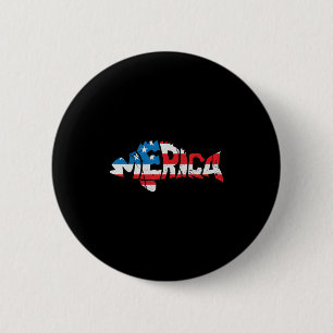 American Flag Fishing Lovers Fisherman Funny Fishi 6 Cm Round Badge