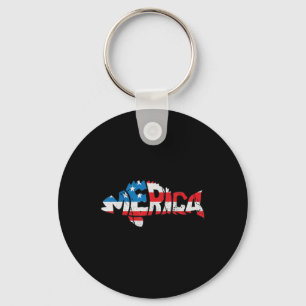 American Flag Fishing Lovers Fisherman Funny Fishi Key Ring