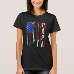 American Flag Fishing Papa Father's Day T-Shirt