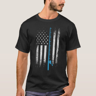 American Flag Fishing Pole River Fishing Fish T-Shirt